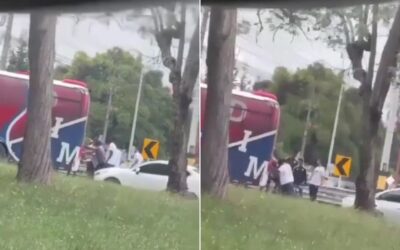 Bus del DIM recibió un empujón cuando se dirigía a su sede en Llanogrande