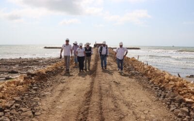 Obras para la mitigación de la erosión en zona cercana al volcán de lodo en Arboletes, avanzan en más del 70%