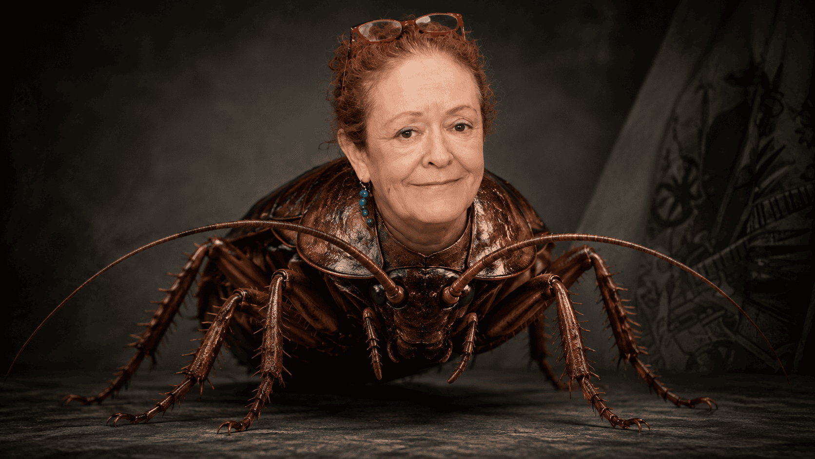 otomontaje del rostro de Vilma Rocío Velásquez sobre el cuerpo de una cucaracha.