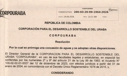 Corpourabá prorroga concesión de aguas subterráneas en Necoclí