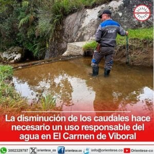 El Carmen de Viboral alerta por caída del 33% en caudales del acueducto urbano