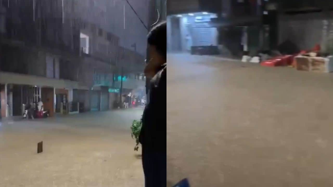 Calles anegadas por las inundaciones en Quibdó tras las lluvias recientes