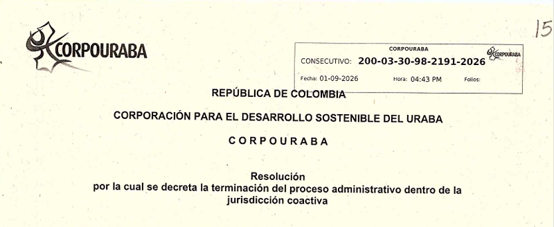 Aviso de CORPOURABÁ sobre citación para notificación personal
