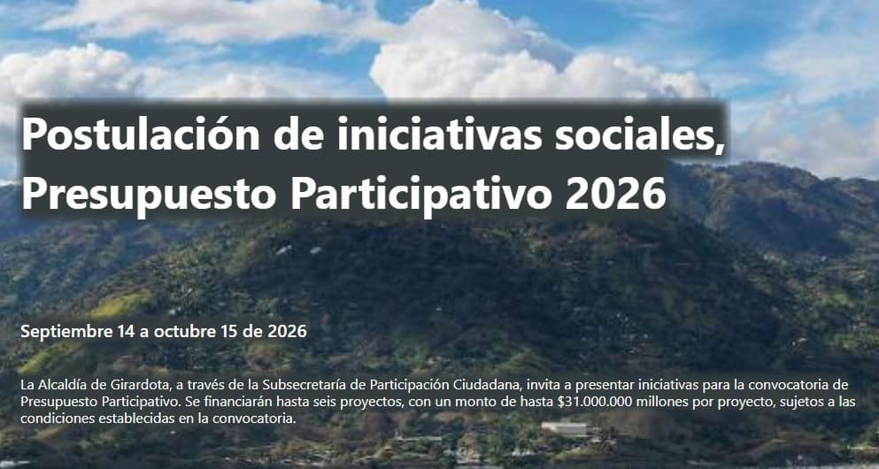 Imagen de referencia del Presupuesto Participativo en Girardota