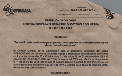 Corpourabá otorga permiso de ocupación de cauce en el río Guadualito, en Turbo