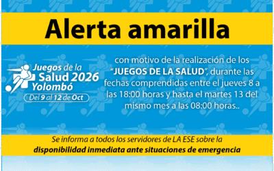 Hospital San Rafael de Yolombó declara alerta amarilla por Juegos de la Salud 2026