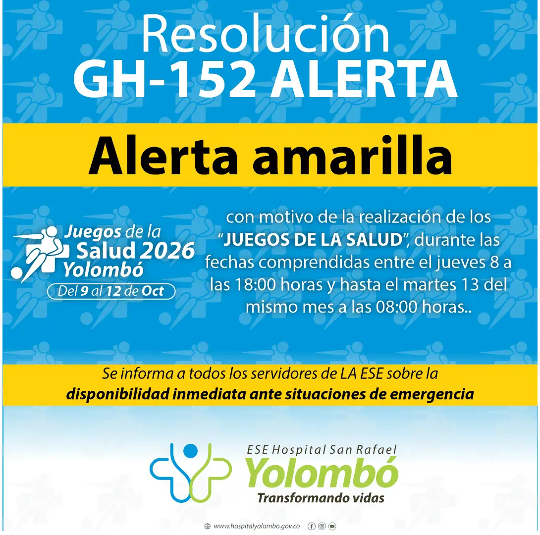 Comunicado sobre la alerta amarilla hospitalaria en Yolombó
