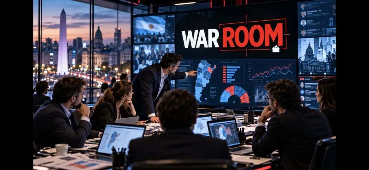 Imagen de referencia de WAR ROOM sobre un encuentro de estrategia electoral