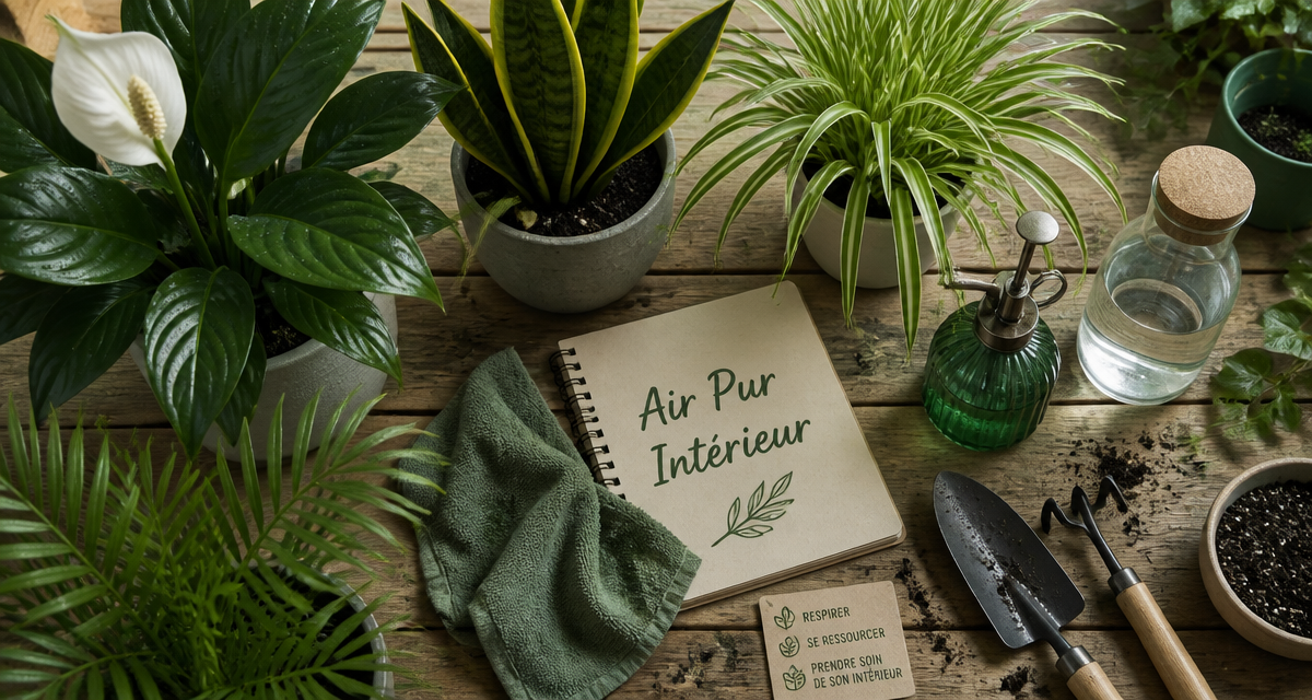 Plantes d'intérieur dépolluante en pot sur table