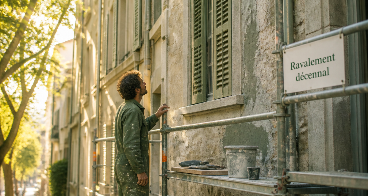 Ravalement de façade tous les combien, artisan inspectant une façade ancienne