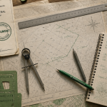 document d arpentage sur bureau avec plans cadastraux