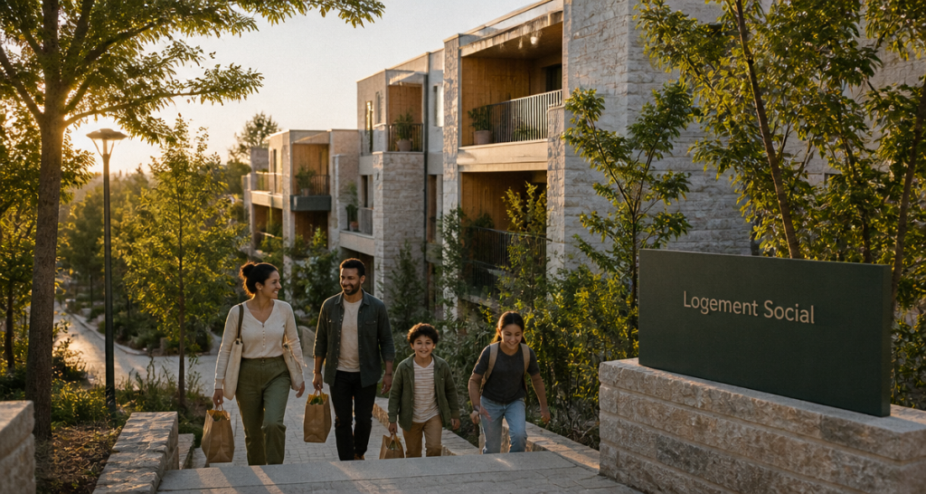 qu est ce qu un logement social immeuble moderne famille
