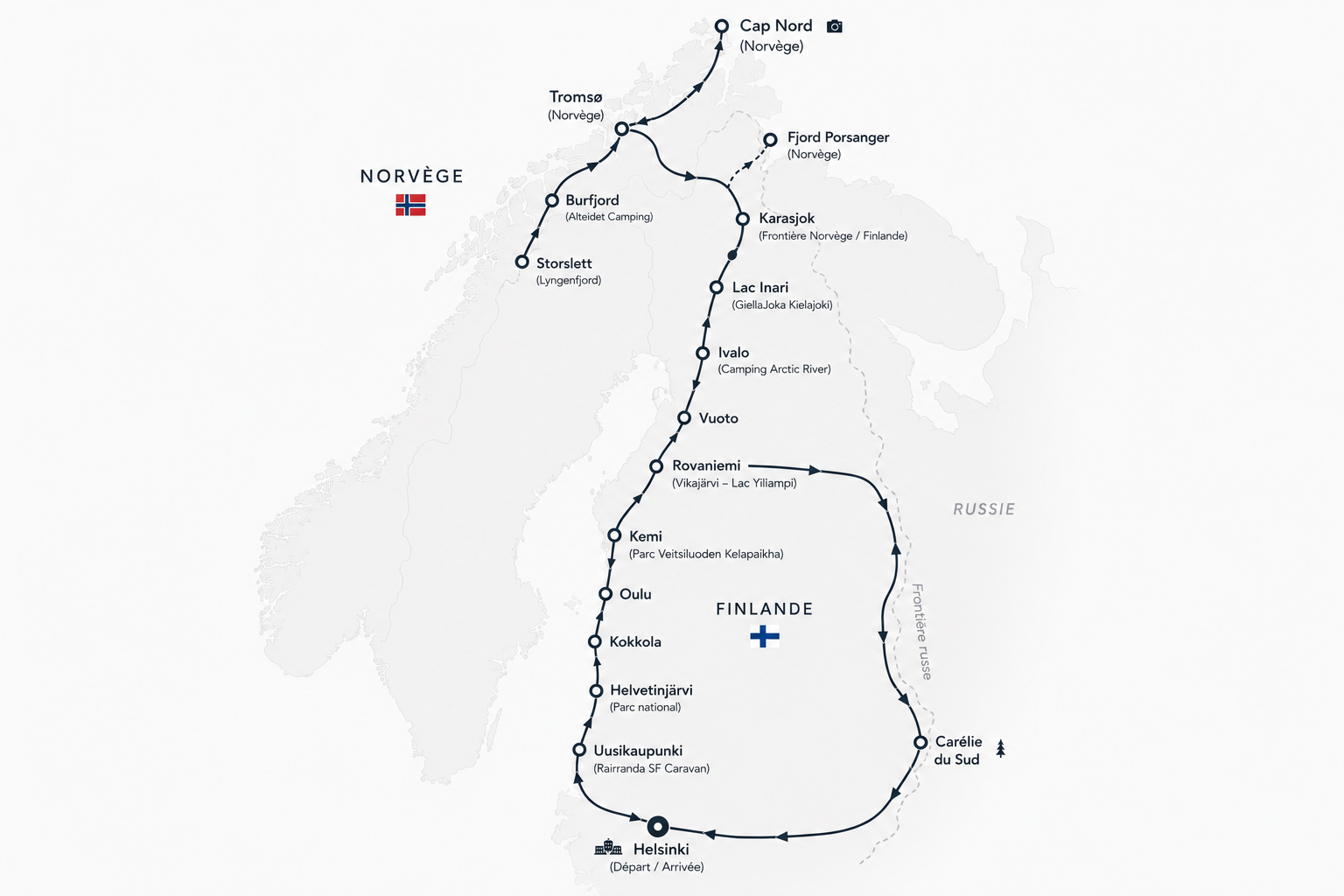 Carte Road Trip Finlande