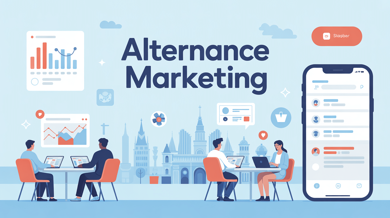 Scene moderne alternance marketing bordeaux nexa avec etudiants et graphiques