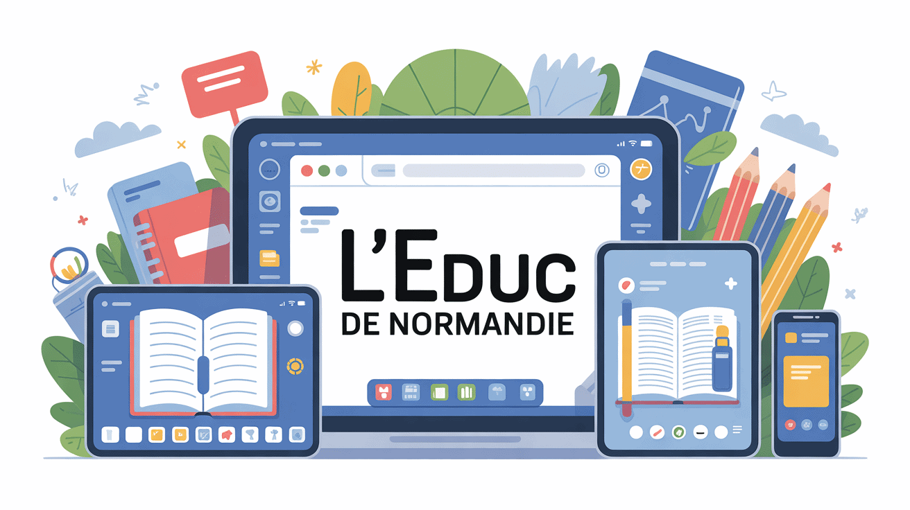 Illustration educ de Normandie avec interfaces numériques