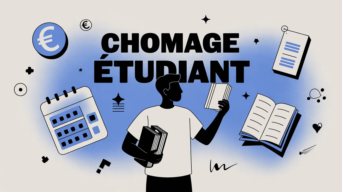 Chômage étudiant avec symboles euro et calendrier
