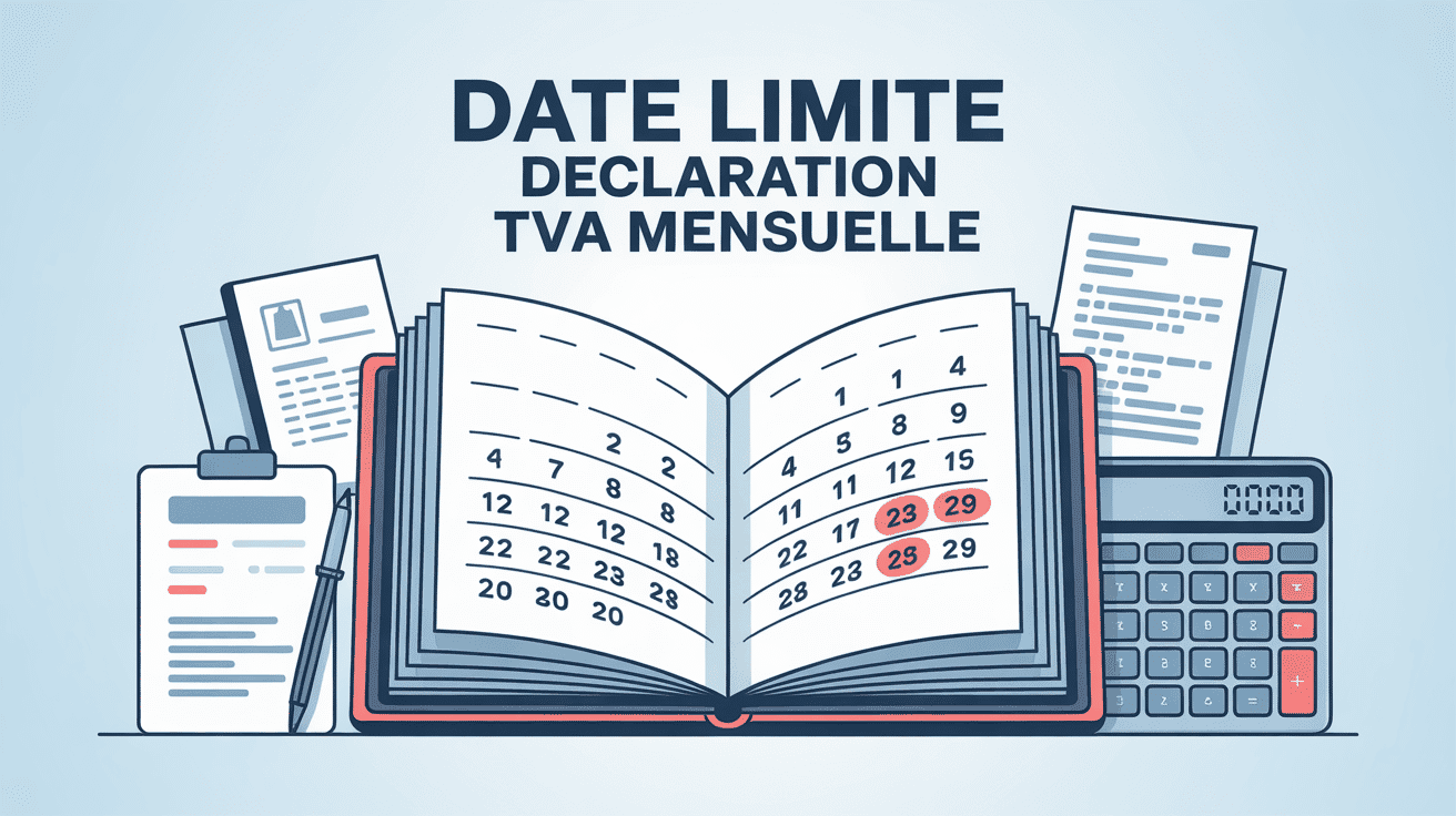 Calendrier avec dates importantes pour déclaration TVA mensuelle