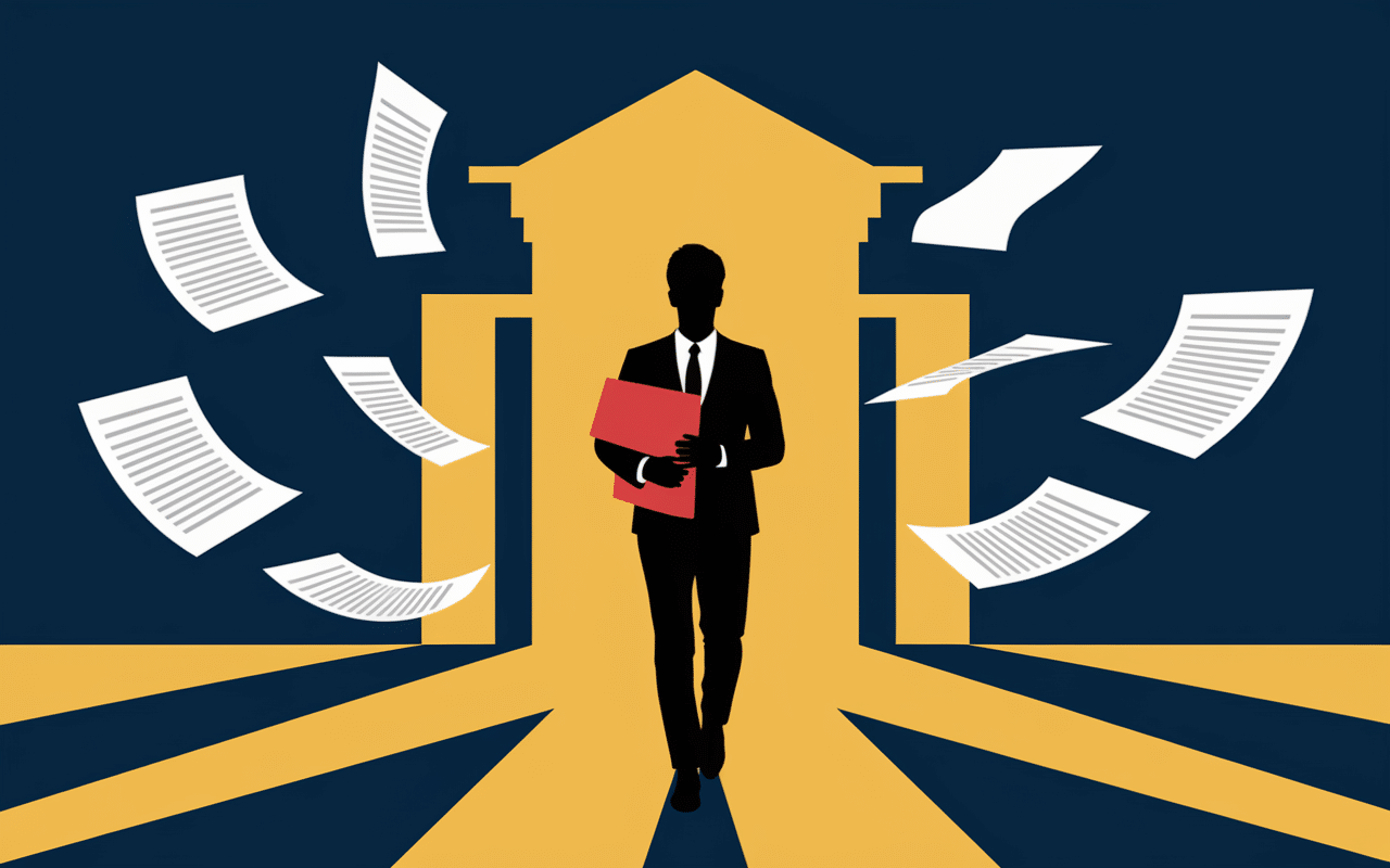 Silhouette huissier avec balance et dossier