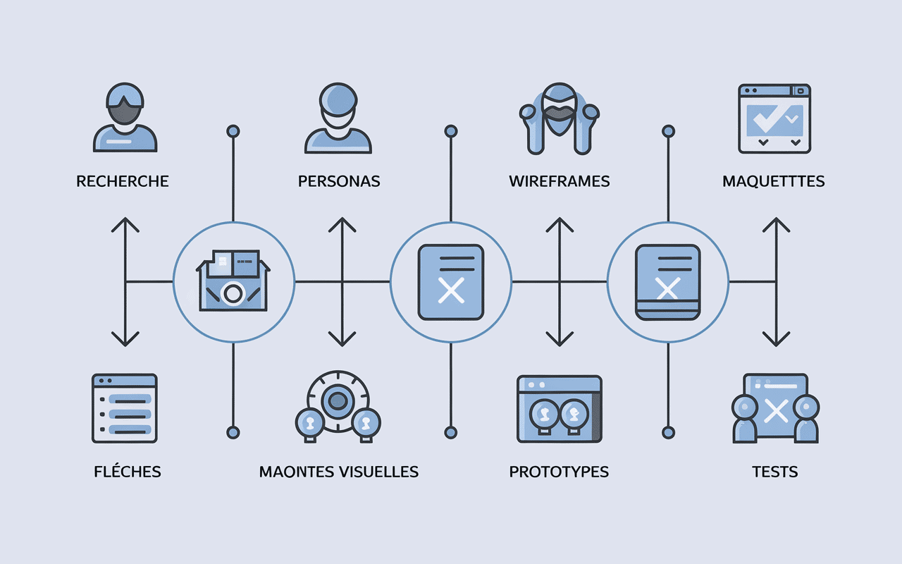 UX and UI design workflow diagram