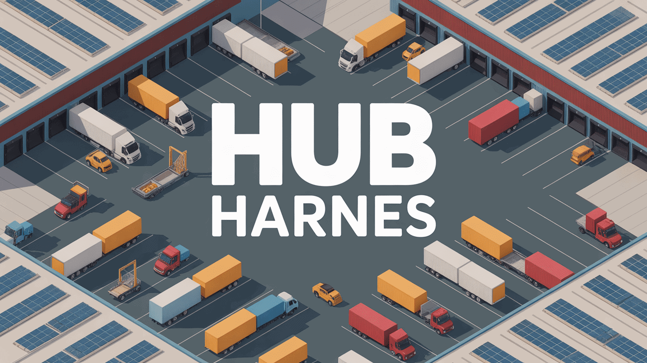 Vue aérienne du centre logistique hub Harnes
