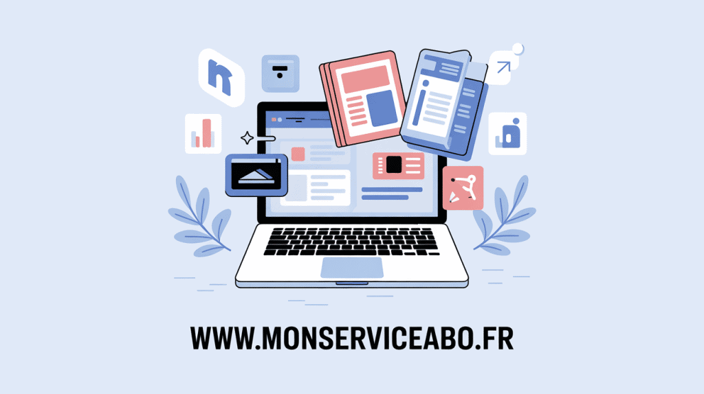 Illustration de gestion d'abonnements avec magazines et journaux