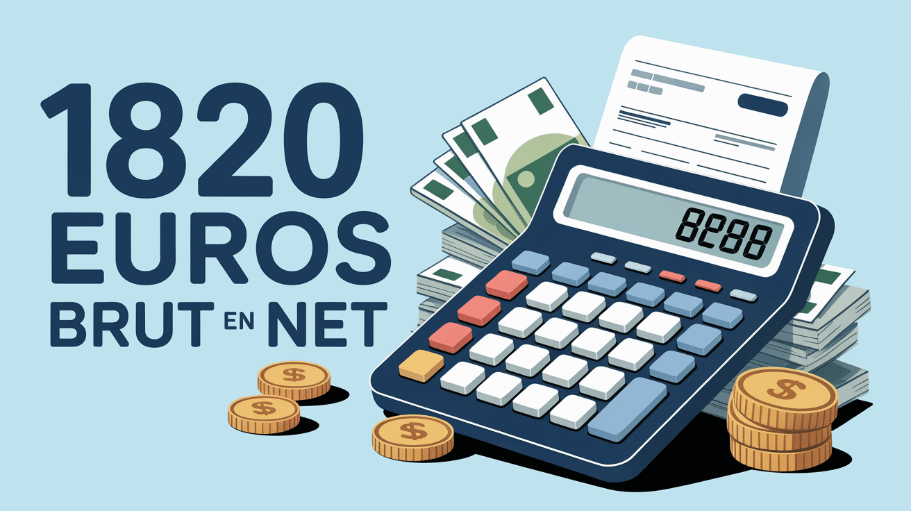 illustration 1820 brut en net calculatrice euros fiche de paie
