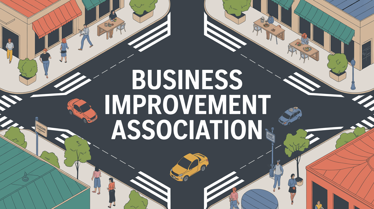 business improvement association vue quartier commercial animé