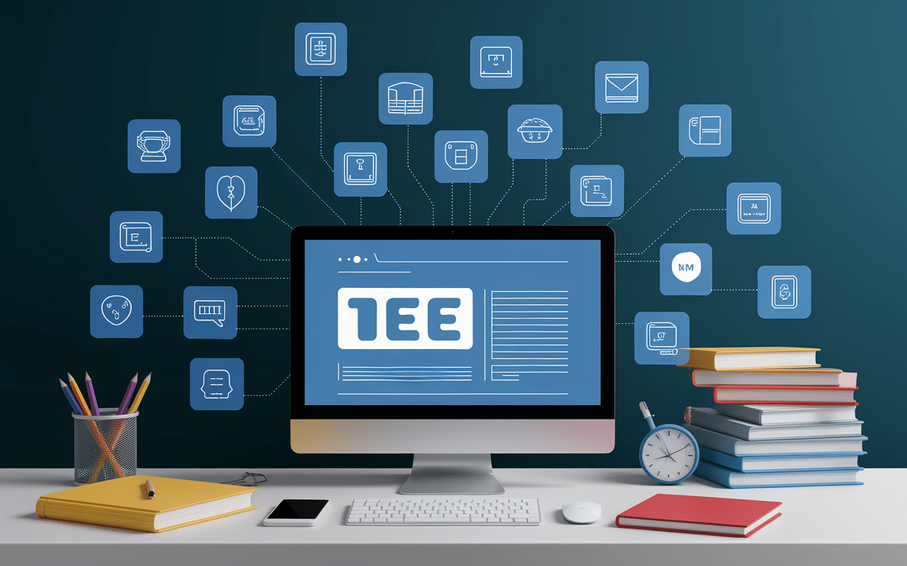 Bureau neoprof avec outils et icônes apps