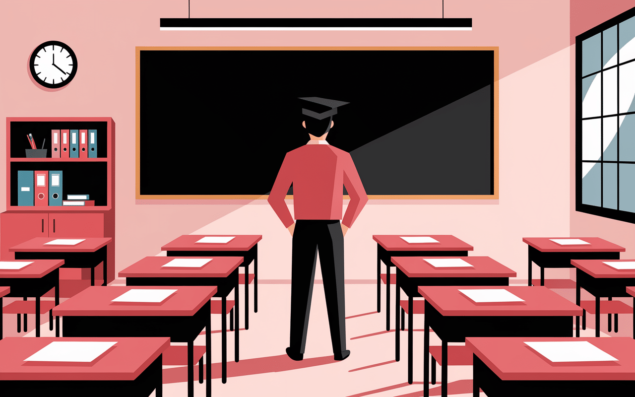 Nouvel enseignant neoprof salle de classe vide