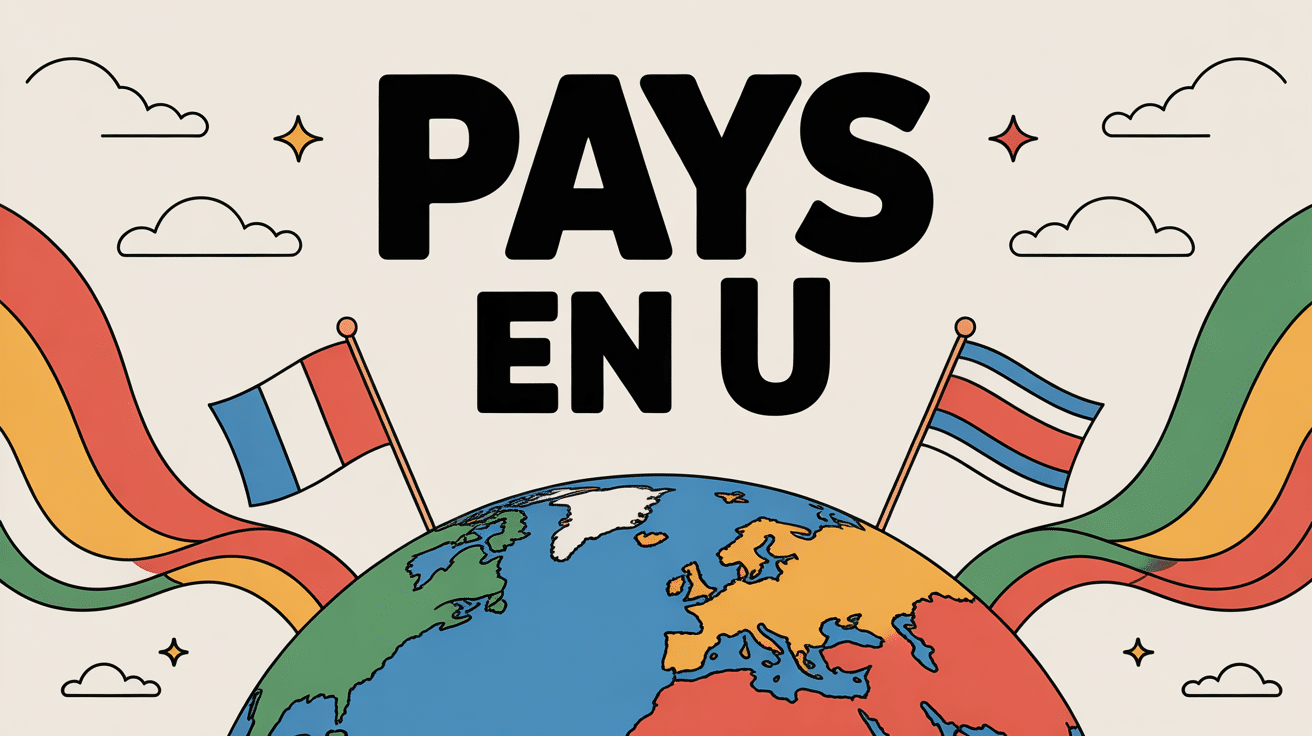 Globe et drapeaux pays en U