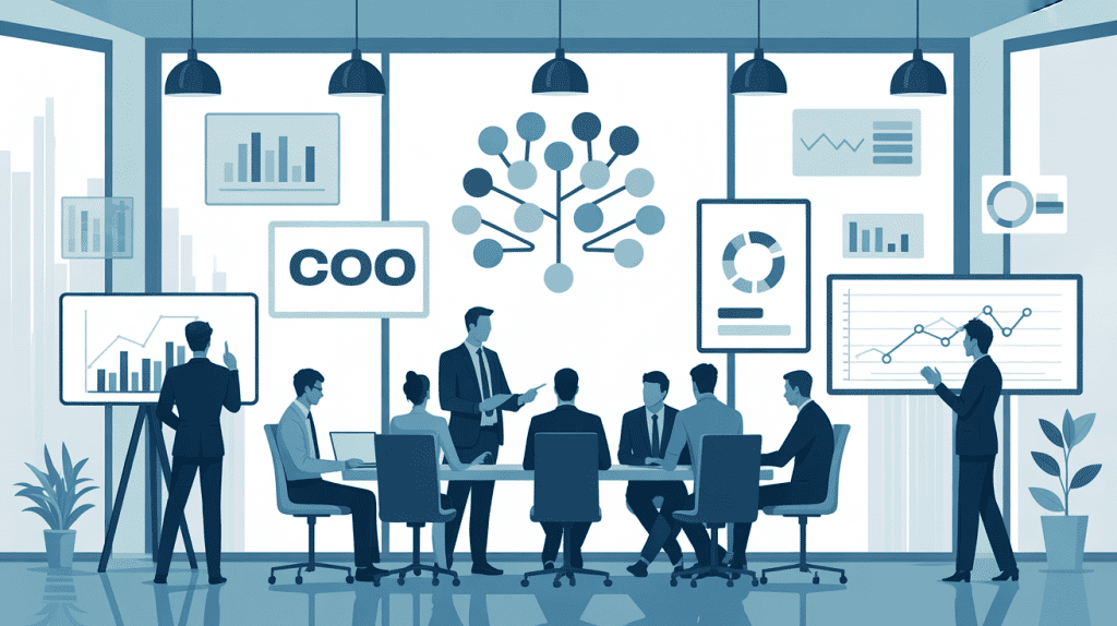 Illustration coo job description organigramme bureau moderne