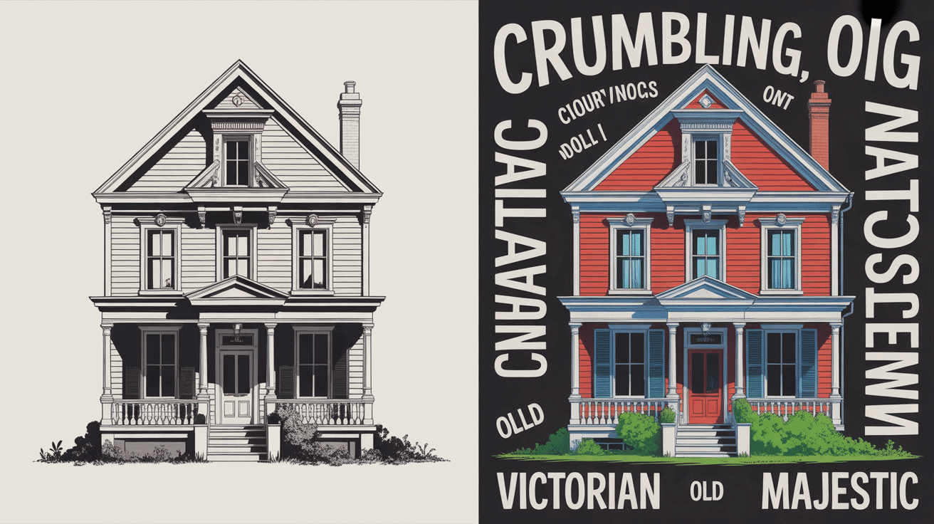 comparaison maison descriptive adjectives impact visuel