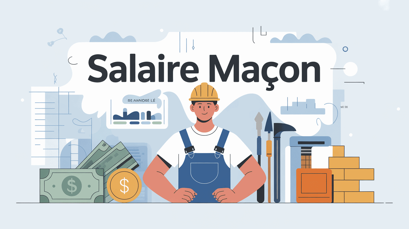 Illustration maçon salaire en France, style moderne
