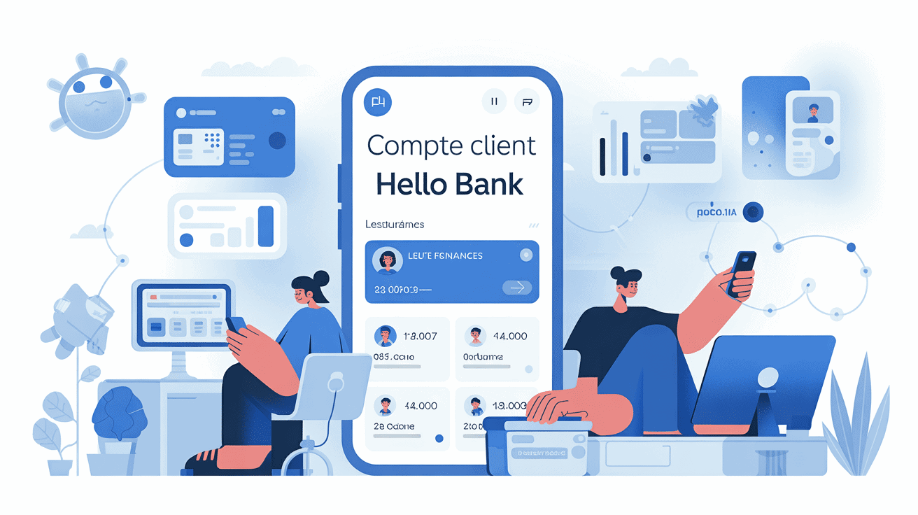 hello bank compte client illustration gestion moderne