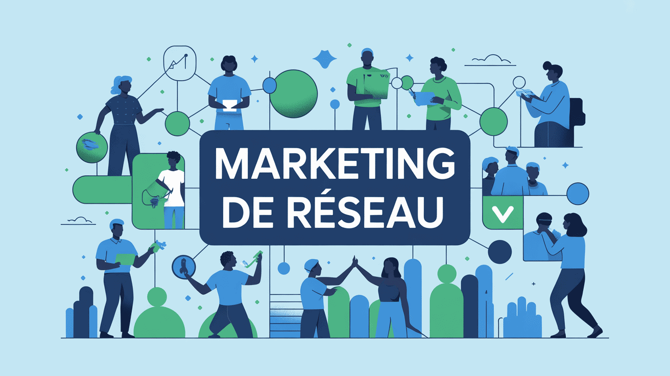 Illustration du marketing network marketing symbolisant la croissance et la collaboration