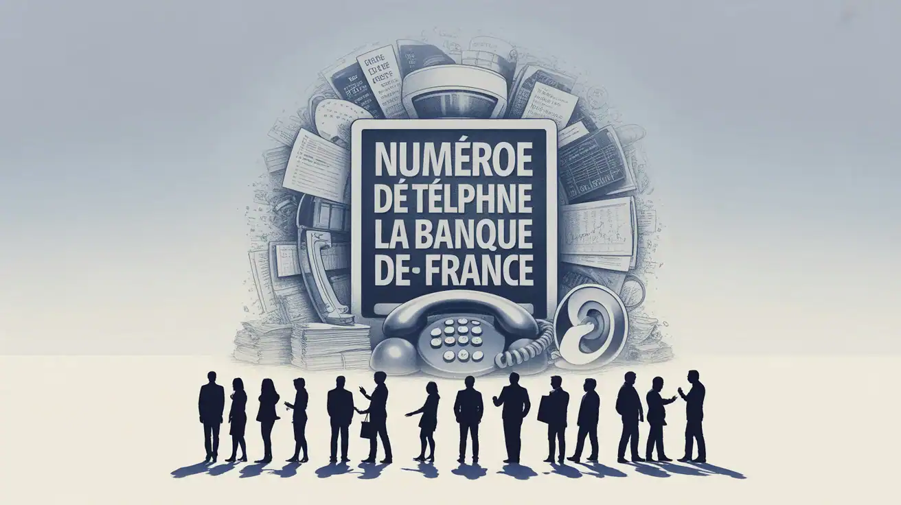 Illustration numéro de téléphone de la Banque de France avec éléments financiers