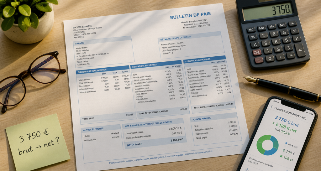 3750 € brut en net : quel salaire recevrez-vous réellement chaque mois ?