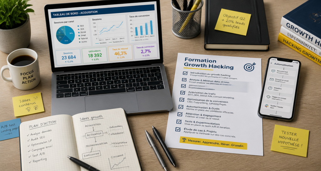 Formation Growth Hacking : 6 semaines pour automatiser 80 % de votre prospection commerciale