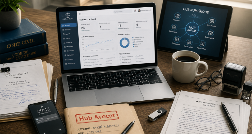 Hub Avocat : centraliser ses dossiers, sécuriser ses échanges et automatiser sa gestion