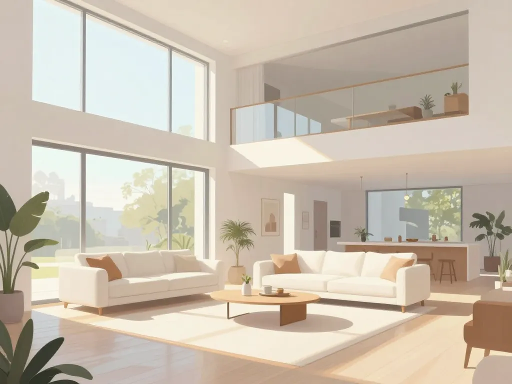 Intérieur plans maison blanche lumineux et optimisé
