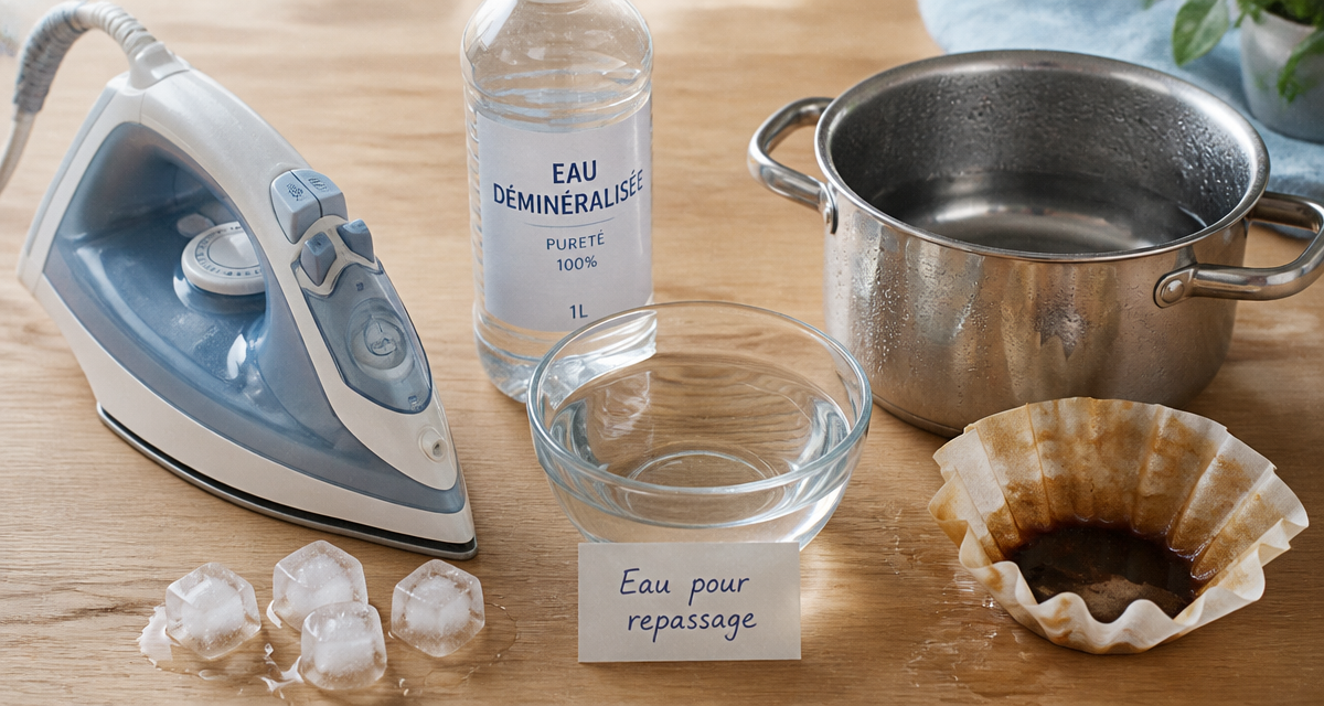 comment faire de l'eau déminéralisée pour fer à repasser, ustensiles et étapes