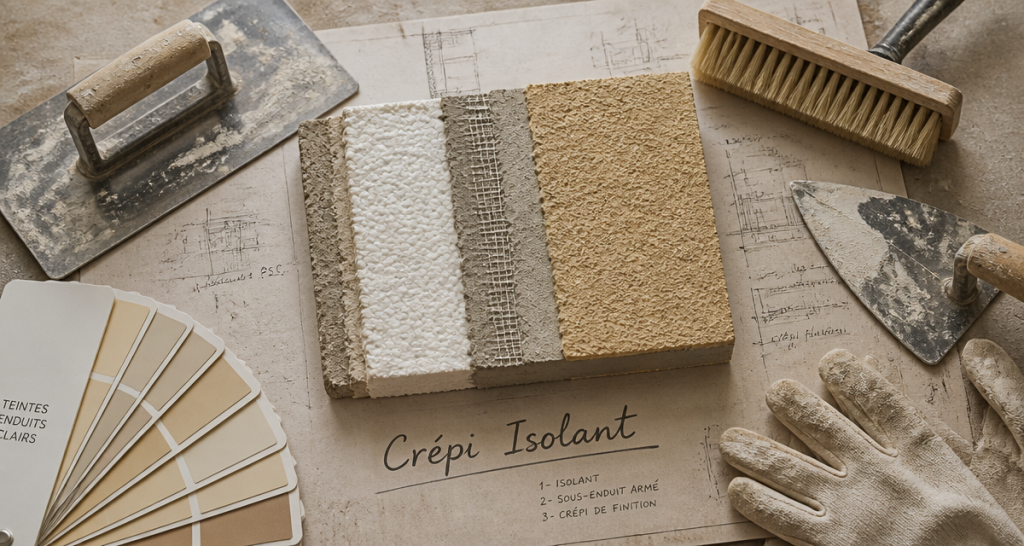crepi isolant coupe mur outils facade