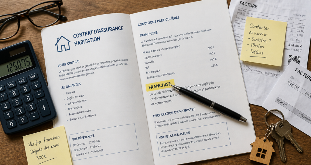 franchise assurance habitation contrat et clés maison