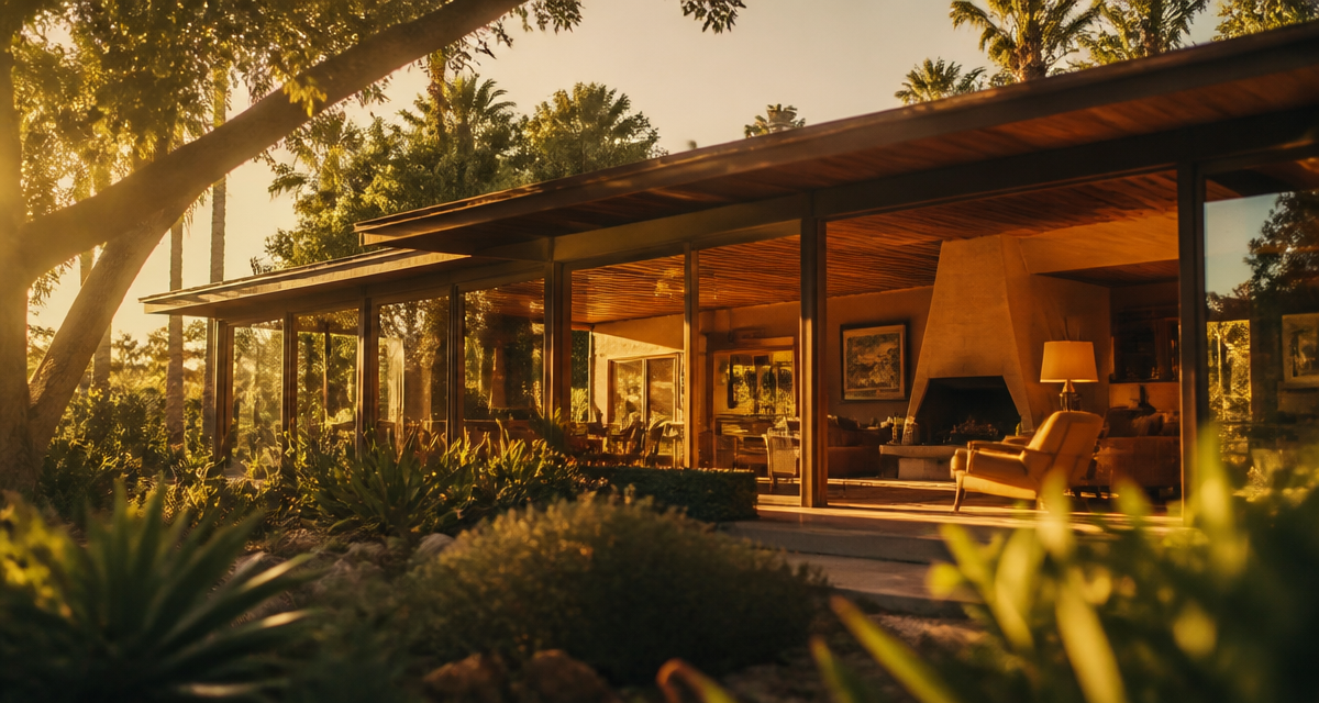 maison californienne année 70 façade jardin