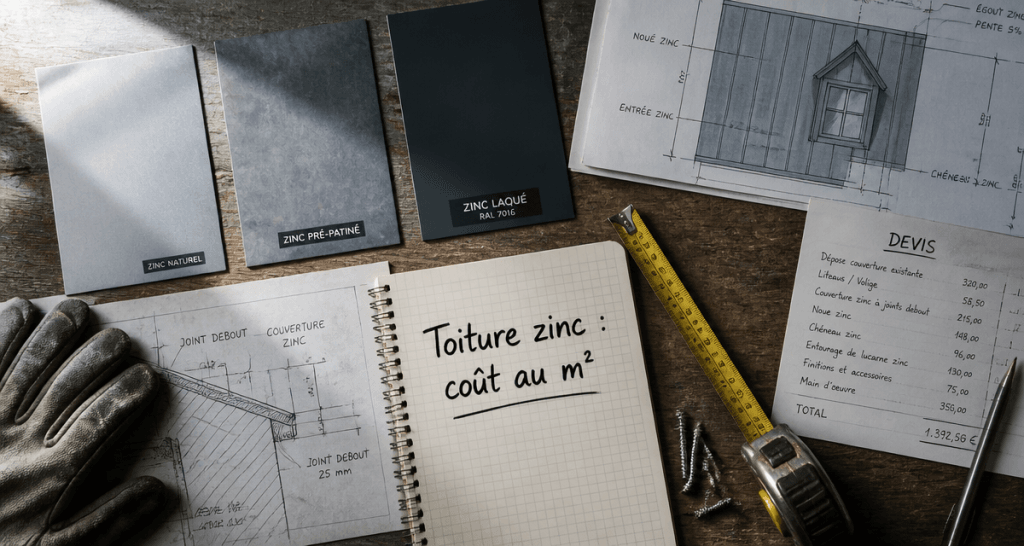 Prix d un toit en zinc : bureau artisan, échantillons et devis