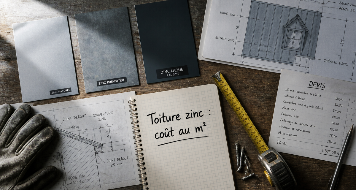 Prix d un toit en zinc : bureau artisan, échantillons et devis