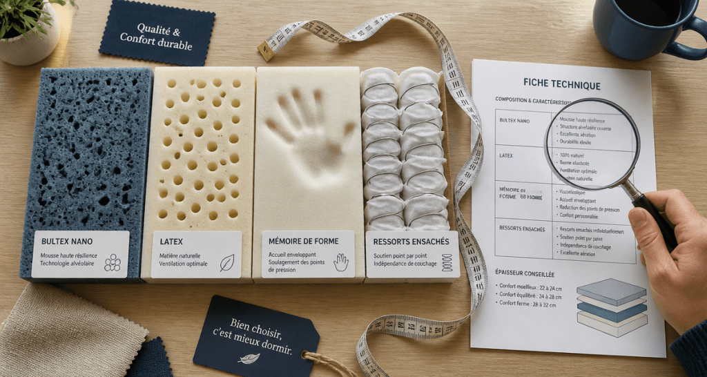 matelas bultex avantages inconvénients échantillons mousses