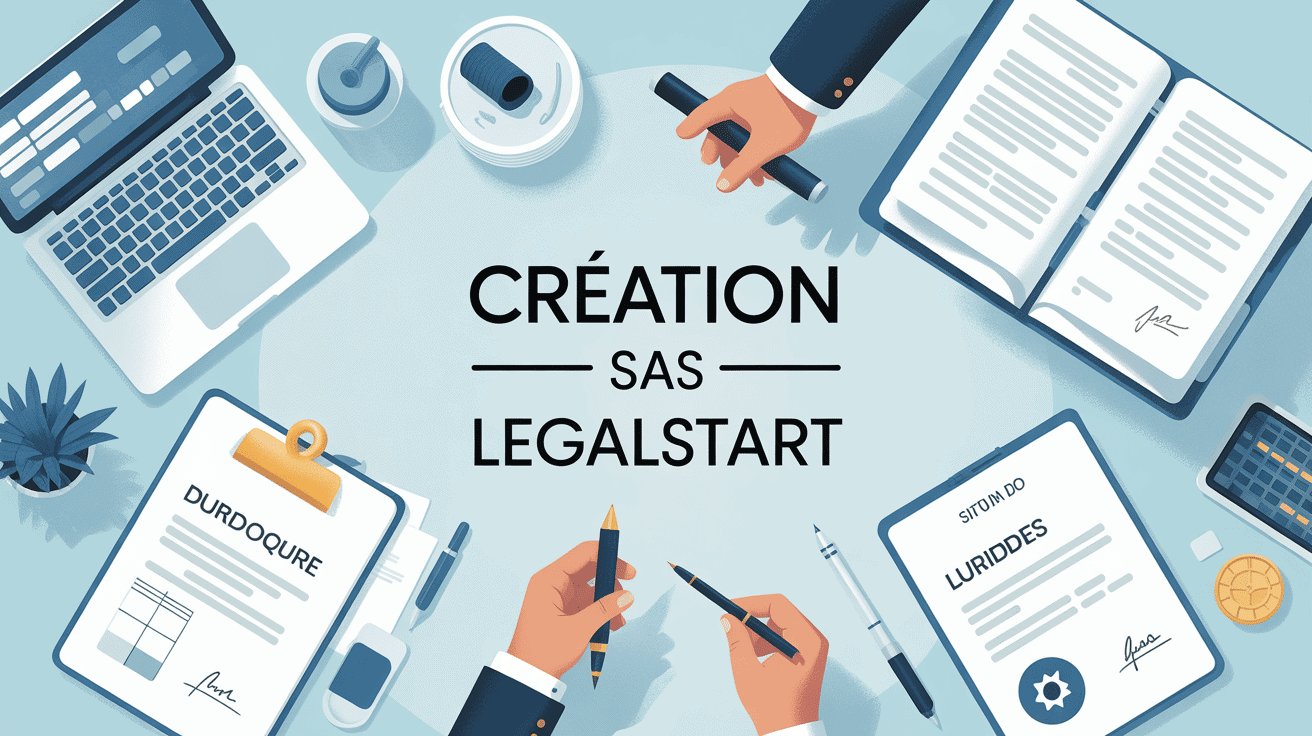 bureau avec ordinateur et documents SAS LegalStart
