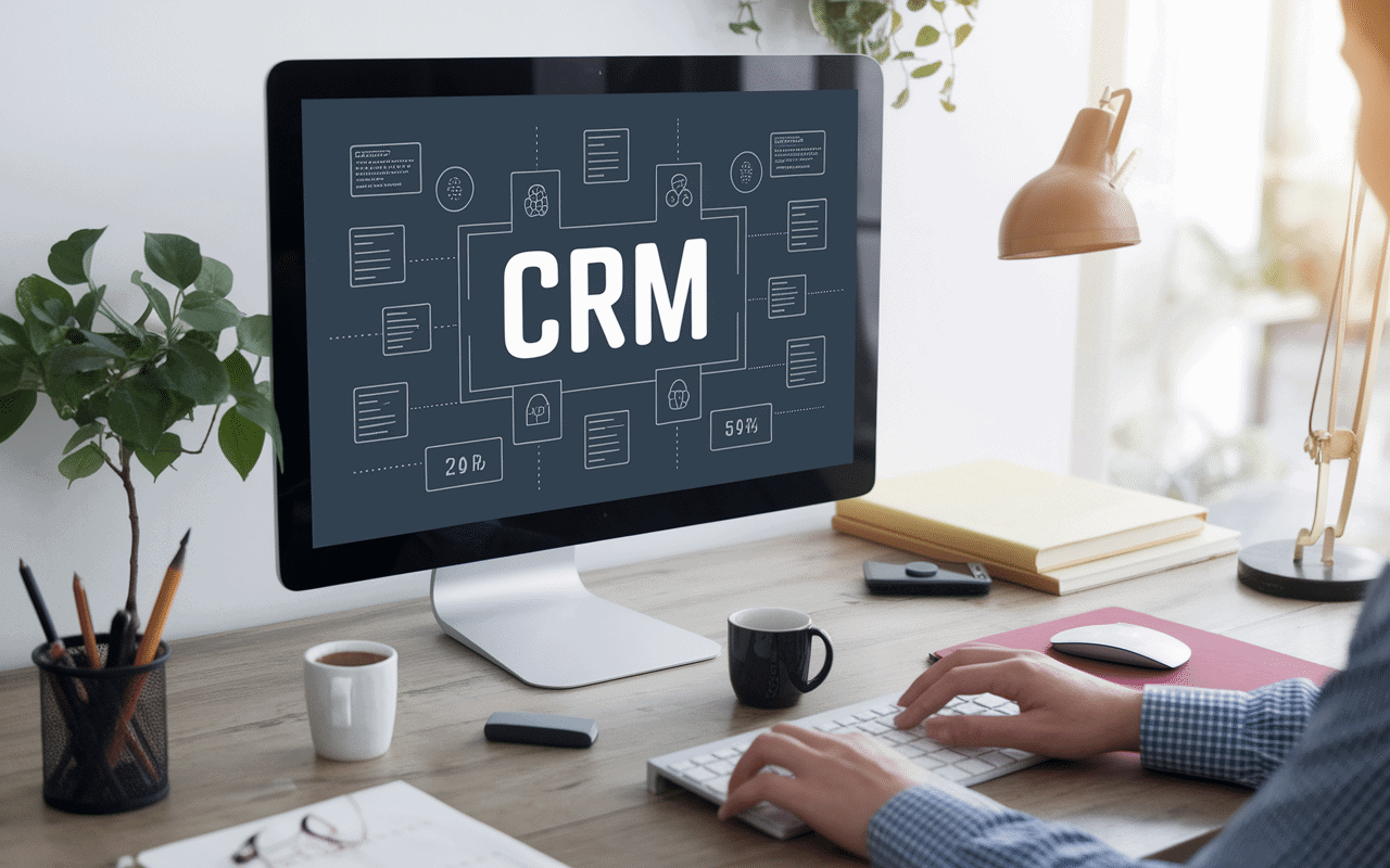 Écran avec Zoho CRM et graphiques