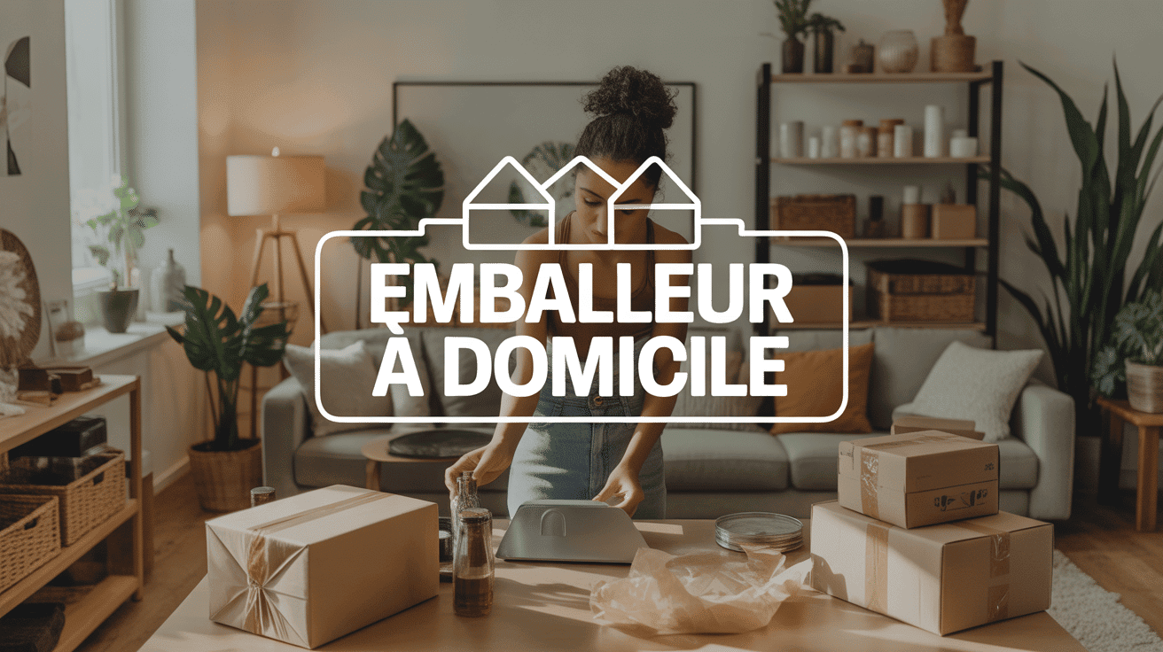 emballeur à domicile sur table avec boîtes